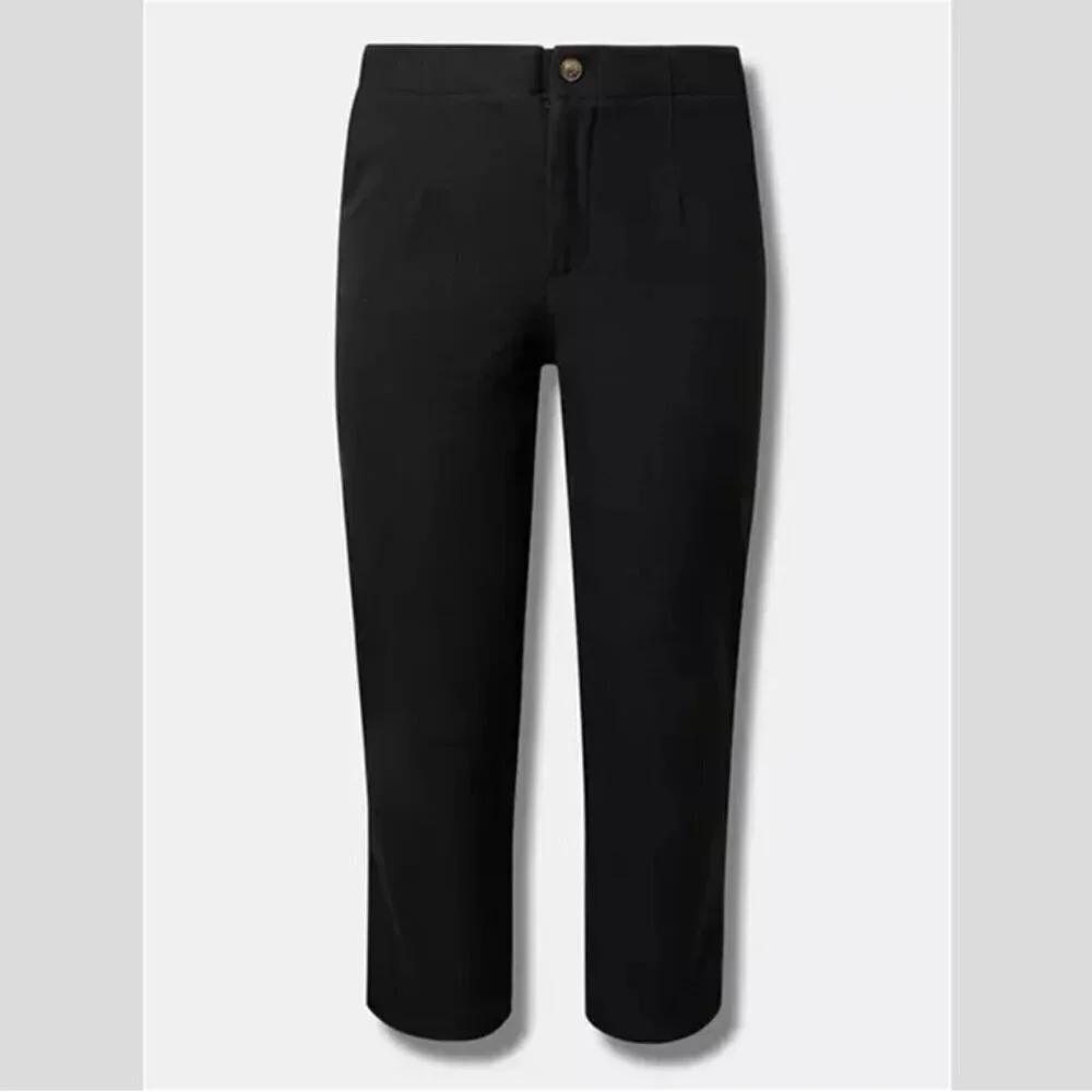 Torrid - Relaxed Straight Leg Brushed Twill High-Rise Pant in Deep Black​​​​ - Picture 11 of 11